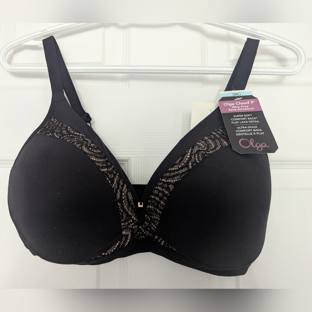 Olga Women's Black Lace Bra Size 38C Brand New With Tags